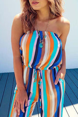 Colorful Striped Tube Jumpsuit