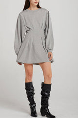 Fashion Long Sleeve Pleated Dress