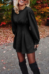 Fashion Long Sleeve Pleated Dress
