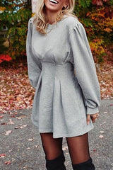 Fashion Long Sleeve Pleated Dress