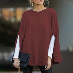 Casual Solid Color Bat Sleeve Knitted Top