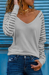 Casual V Neck Regular Print Basic Top