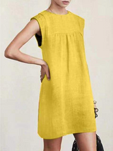 Women's Cotton Linen Sleeveless DressSolid Color Dress Knee Length Summer Daily Wear