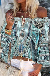 Fashion Regular Print One Neck Chiffon Blouse