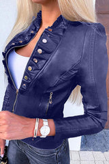 Fashion Short Slim Leather Jacket