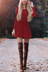 Fashion Solid Color Sweater Dress