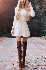Fashion Solid Color Sweater Dress