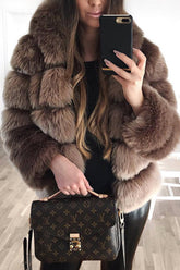Fashion Solid Color Thickened Imitation Rabbit Fur Coat
