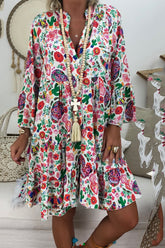 Bohemia Ruffle Hem Floral Printed Dress