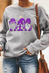 Santa Claus Printed Round Neck Sweater