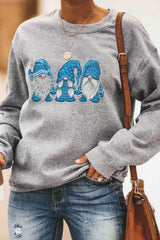 Santa Claus Printed Round Neck Sweater