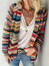 Women's Cardigans Printed Multicolor Striped Commuter Slim Cardigan