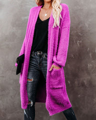 Solid color long cardigan