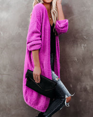 Solid color long cardigan