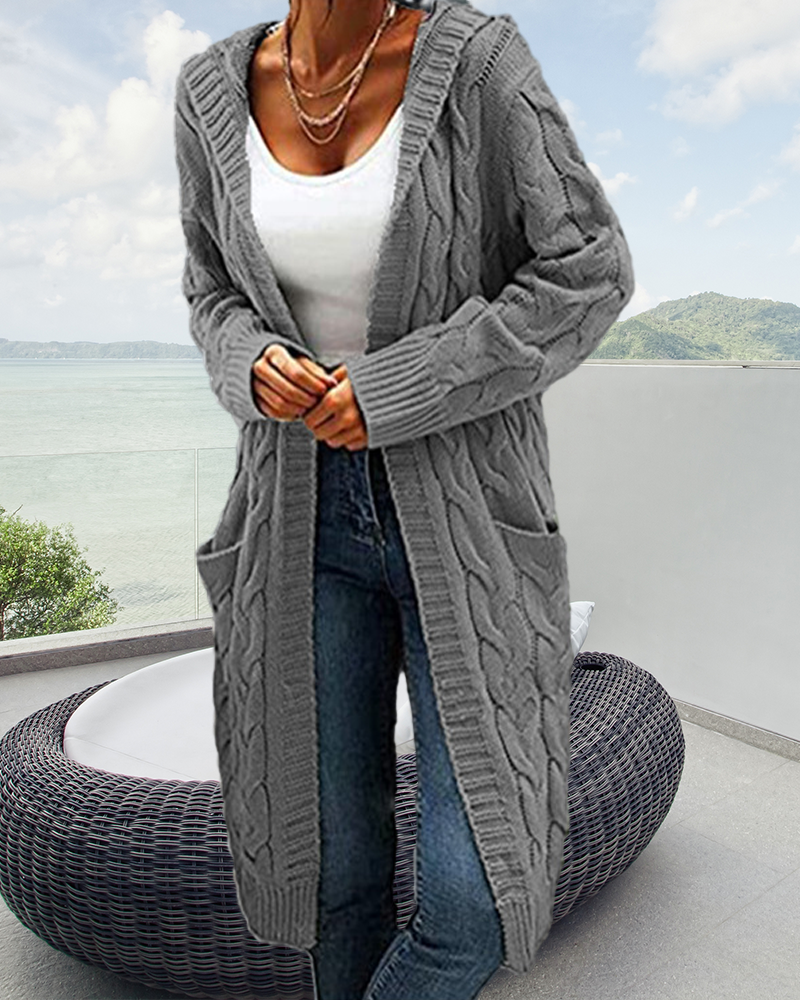 Casual Long Solid Color Cardigan