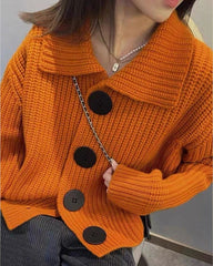 Big button knitted cardigan