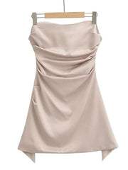 Strapless Satin Mini A-Line Dress - HouseofHalley