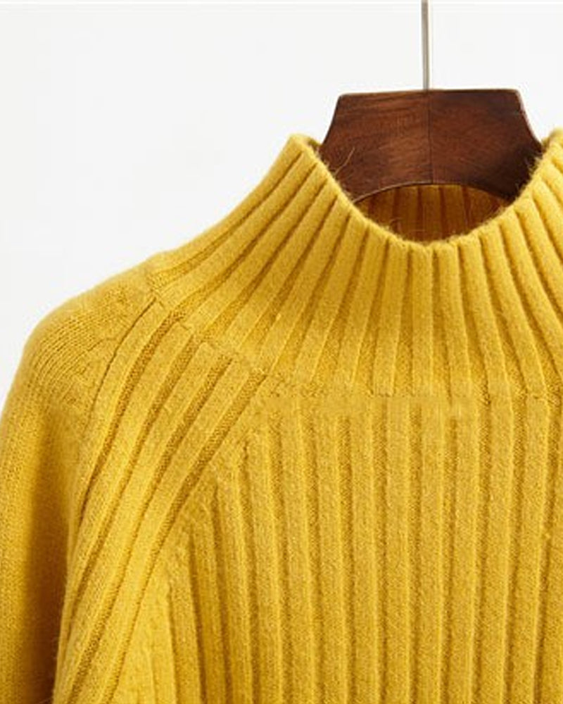 Solid Color Stand-up Sweater