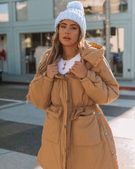 Cayo Pocketed Hooded Parka Jacket - Soft Camel