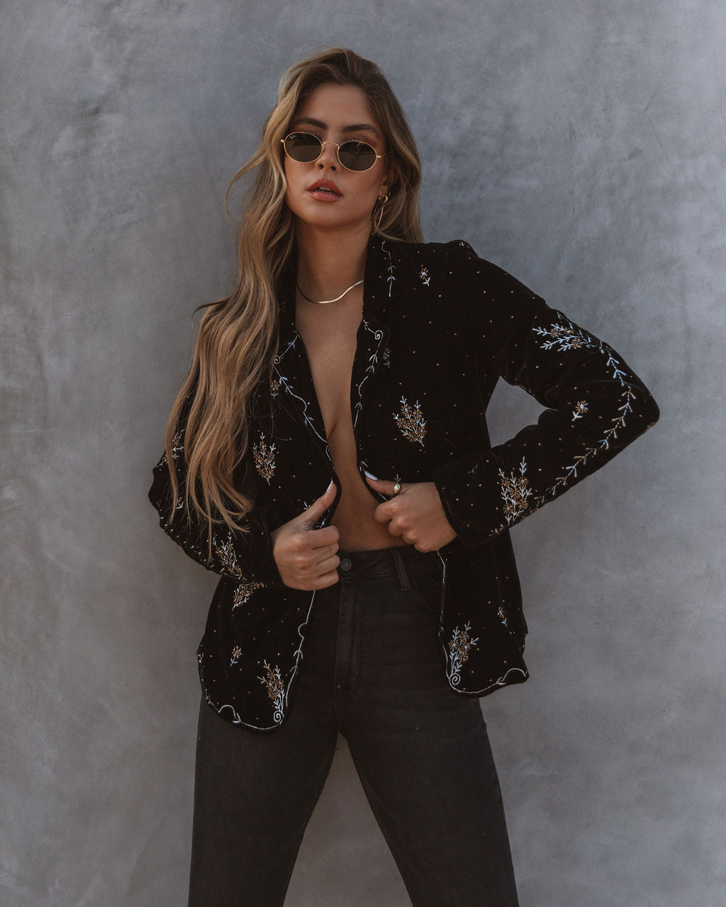 Hostess Embellished Velvet Blazer