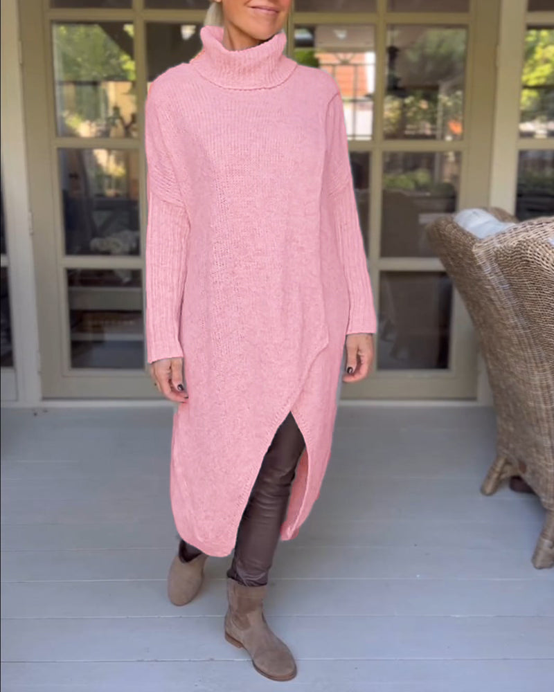 High neck long pullover