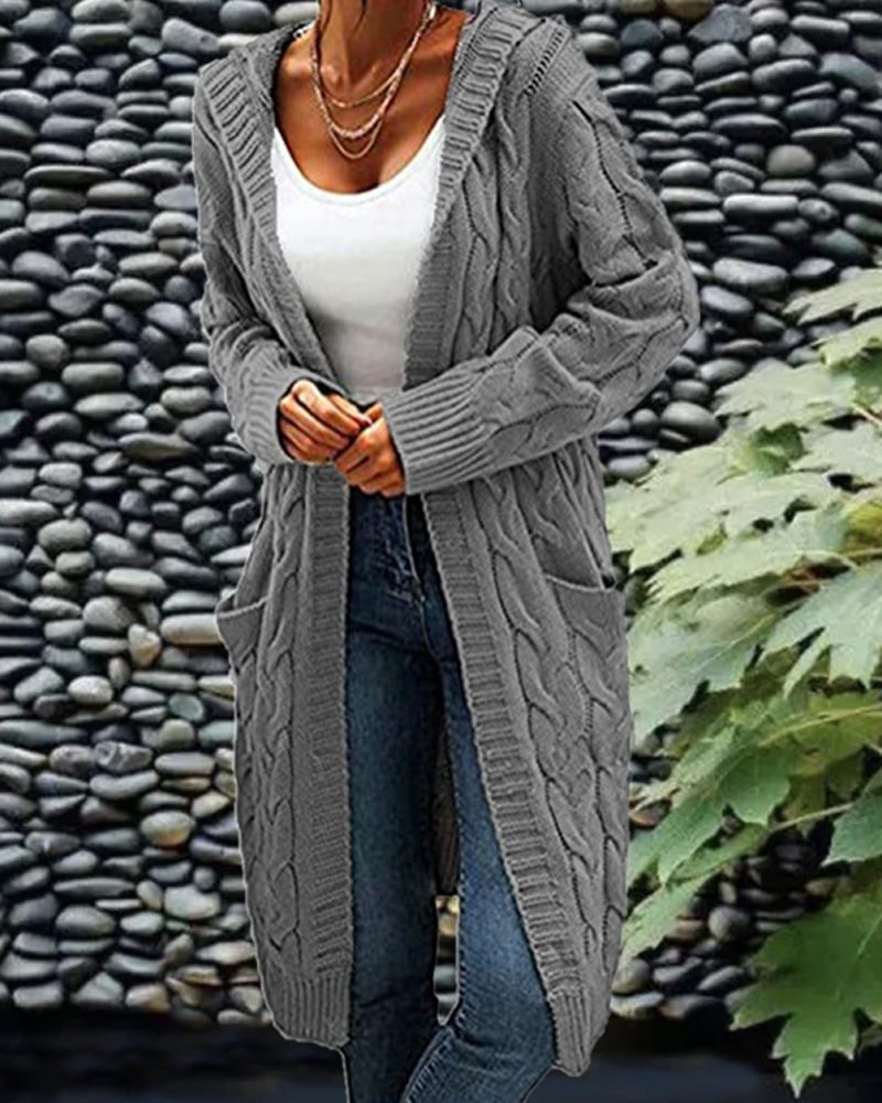 Casual Long Solid Color Cardigan