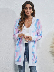 TIE-DYED CHRISTMAS LEOPARD PRINT CARDIGAN COAT