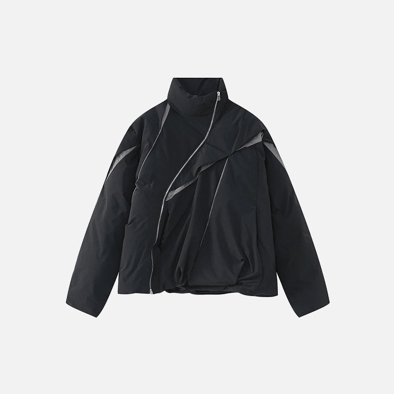 Irregular Padded Sliced Puffer Jacket
