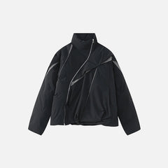 Irregular Padded Sliced Puffer Jacket