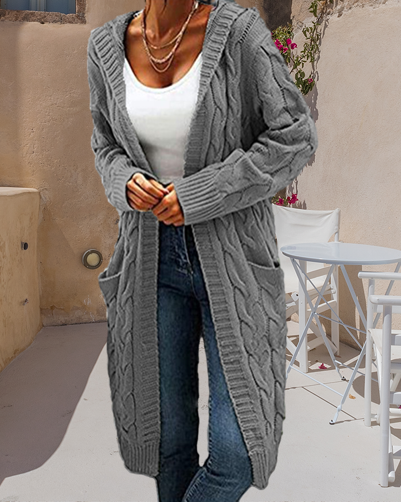 Casual Long Solid Color Cardigan