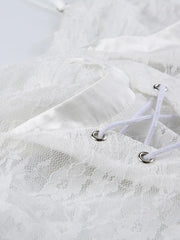 Lace Splice Crossover Tie Up Cami Top