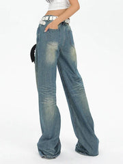 Vintage Washed Splice Boyfriend Jeans