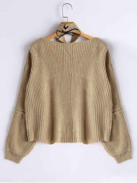 Chic Zipper Sleeve Chunky Choker Sweater