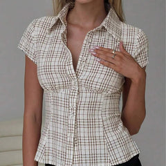 City Chic Plaid Blouse
