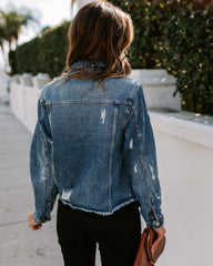 Night Rider Pocketed Distressed Denim Jacket