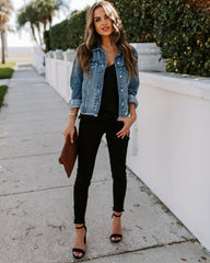 Night Rider Pocketed Distressed Denim Jacket