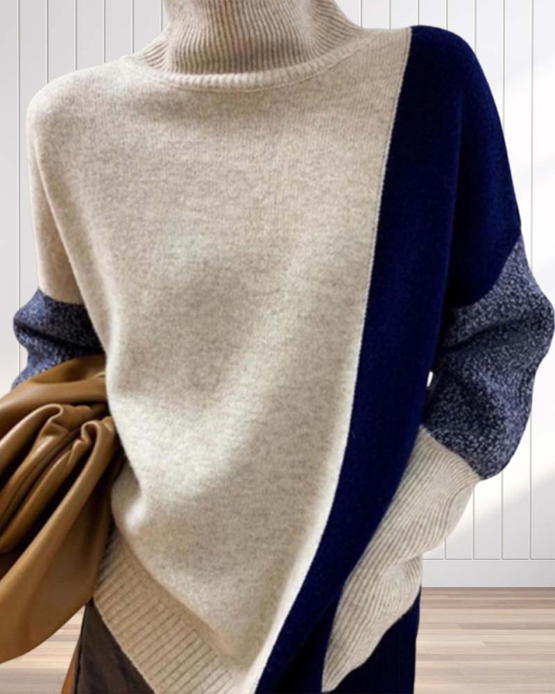 Elegant and romantic contrast color sweater