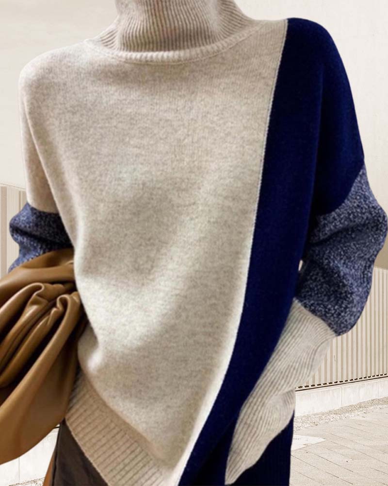 Elegant and romantic contrast color sweater