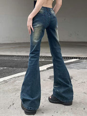 Low Waist Washed Slim-Fit Boot-Cut Jeans