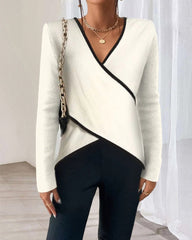 V-neck crossover sweater