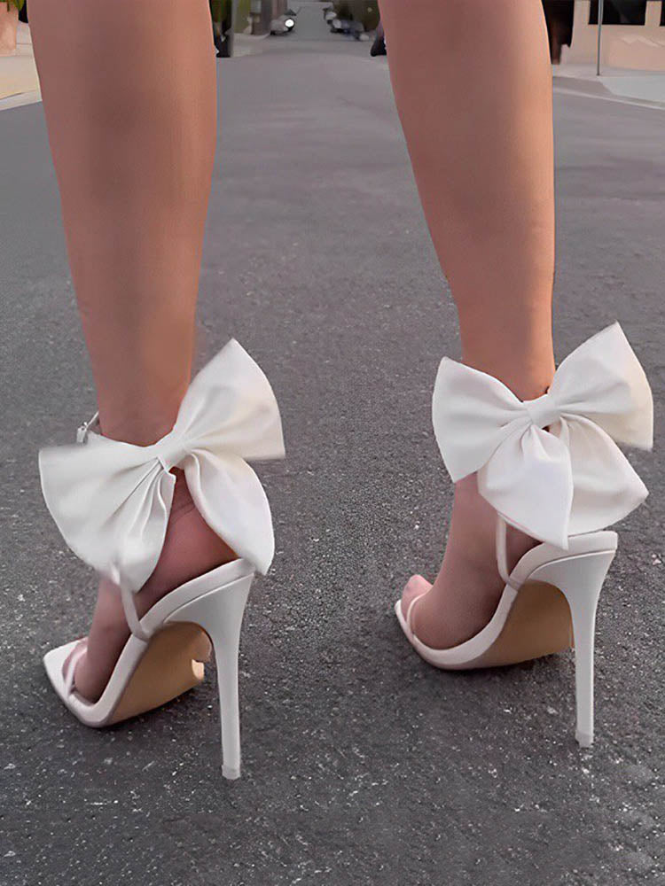 Fairytale Ankle Strap Bow Decor Heel