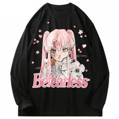 Anime Girl Letter Print Casual T-Shirt