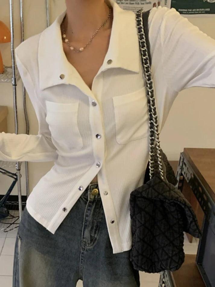 Metal Button Polo Neck Knit - HouseofHalley