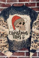 Round Neck Long Sleeve CHRISMAS VIBES Graphic Sweatshirt ugly christmas sweaters