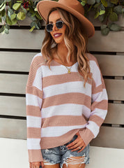 WARM STRIPED LONG SLEEVE SWEATER