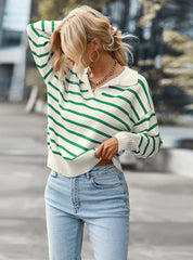 STRIPED SWEATER SOFT COMFORTABLE WARM TOP