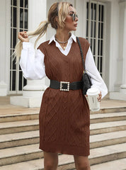 TWISTED SWEATER V-NECK SLEEVELESS KNITTED VEST