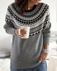 Sweaters with round neck and geometric print