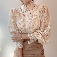 Fashion Long Sleeve Lace Blouse