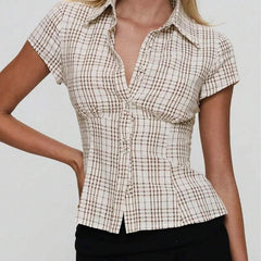City Chic Plaid Blouse